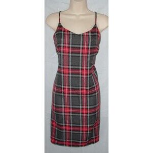 Gray Plaid Sz Jr Medium Sleeveless Soft Flannel Knee Length Dress LNV